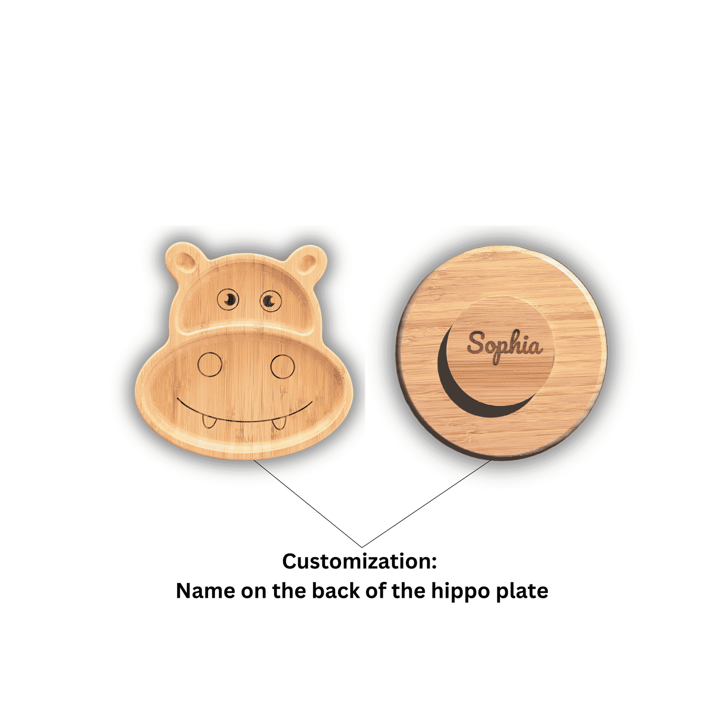 Bamboo Animal Suction Plate - Personalized