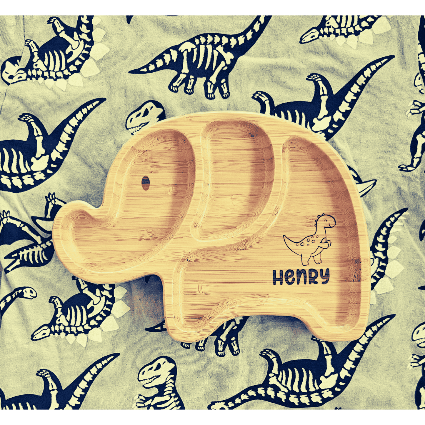 Bamboo Animal Suction Plate - Personalized