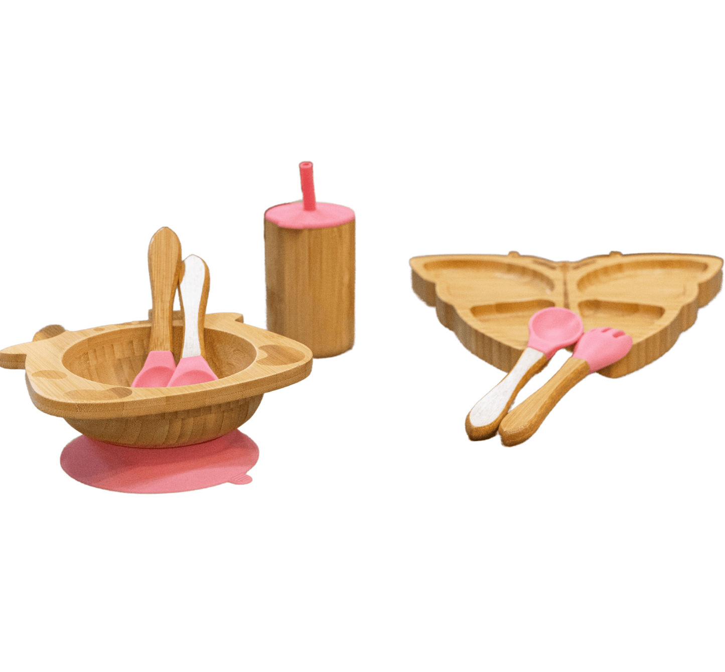 Bamboo 7-Pc Animal Suction Plate-Bowl-Cup-Utensil Set