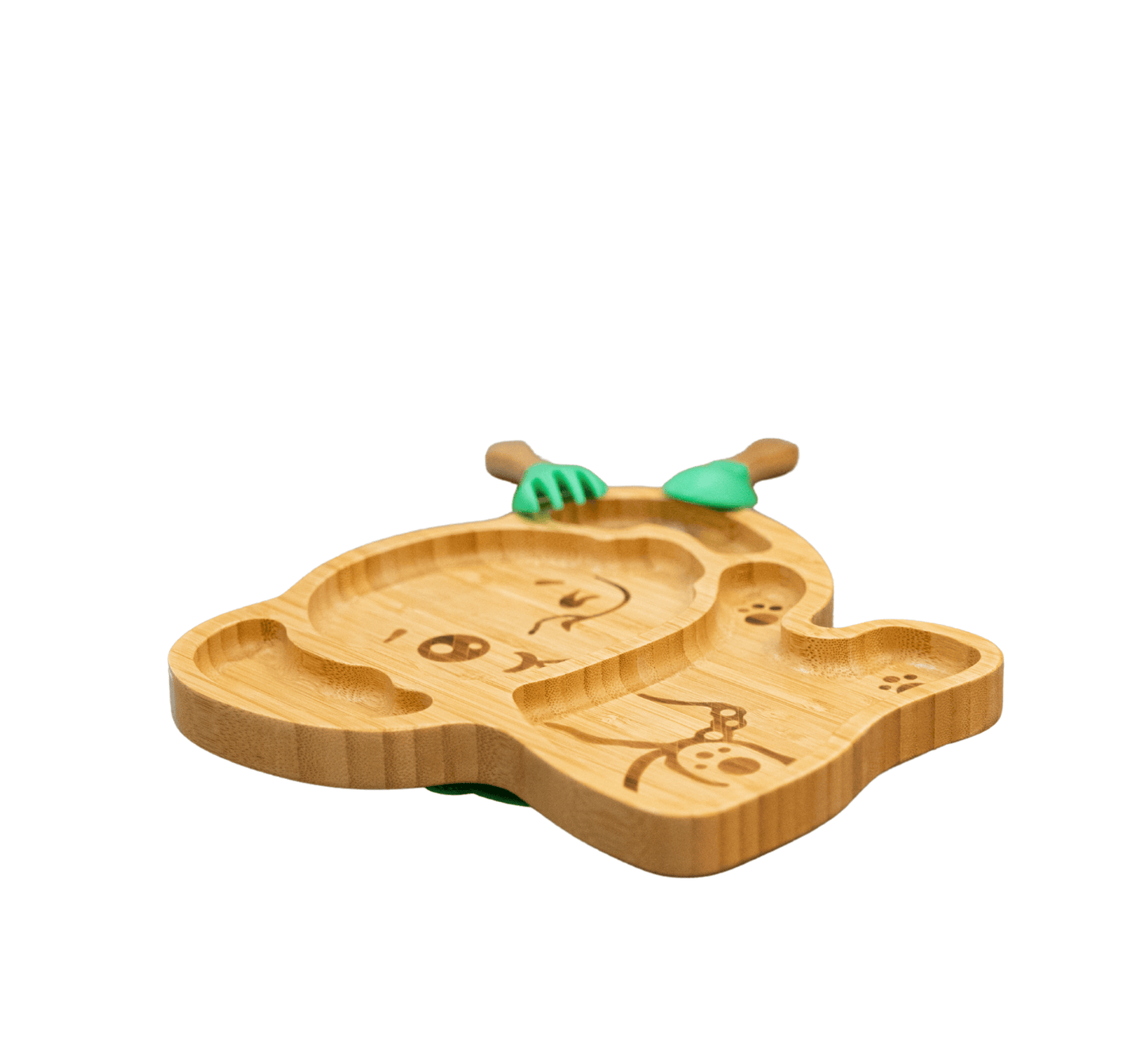 Bamboo Large Animal/Toy Suction Plate with Utensils