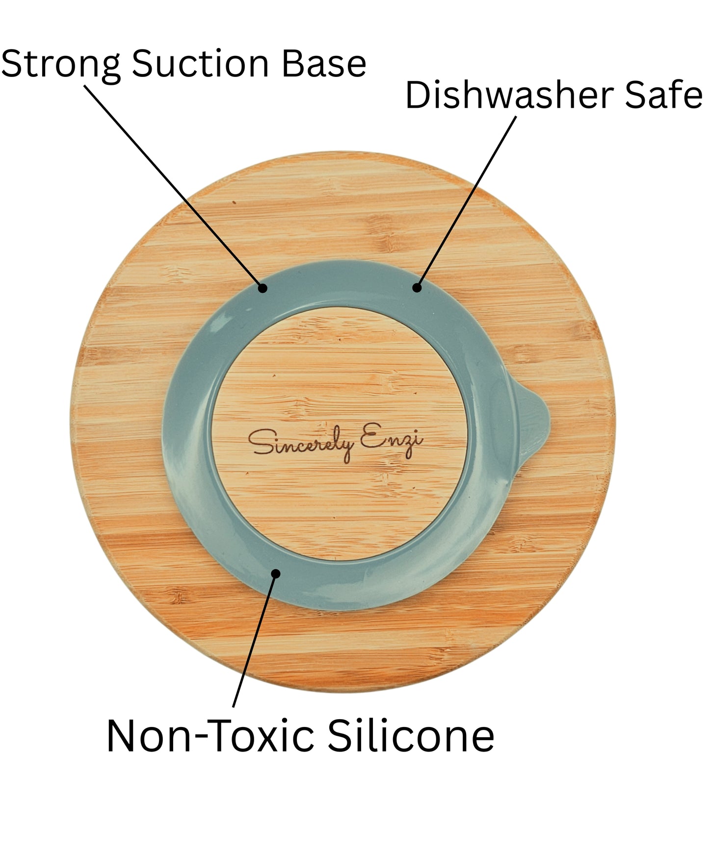 Personalized Bamboo Round Suction Plate
