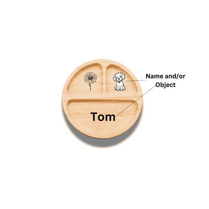 Bamboo Animal Suction Plate - Personalized