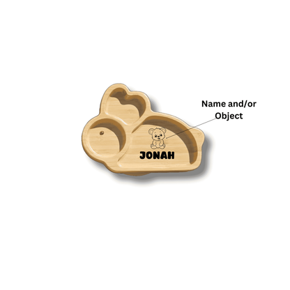 Bamboo Animal Suction Plate - Personalized