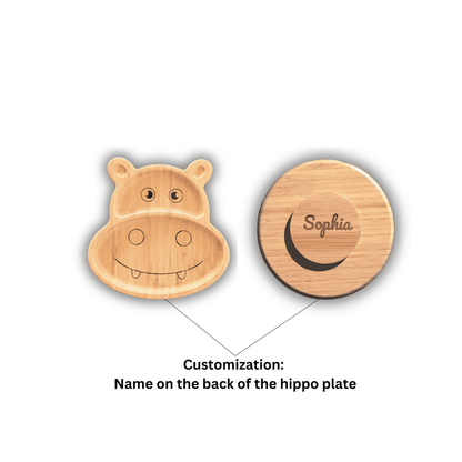 Bamboo Animal Suction Plate - Personalized