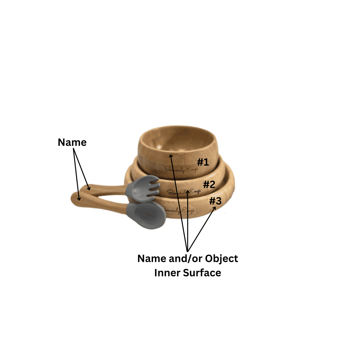 Bamboo 5-Pc Suction Bowl-Utensils Set