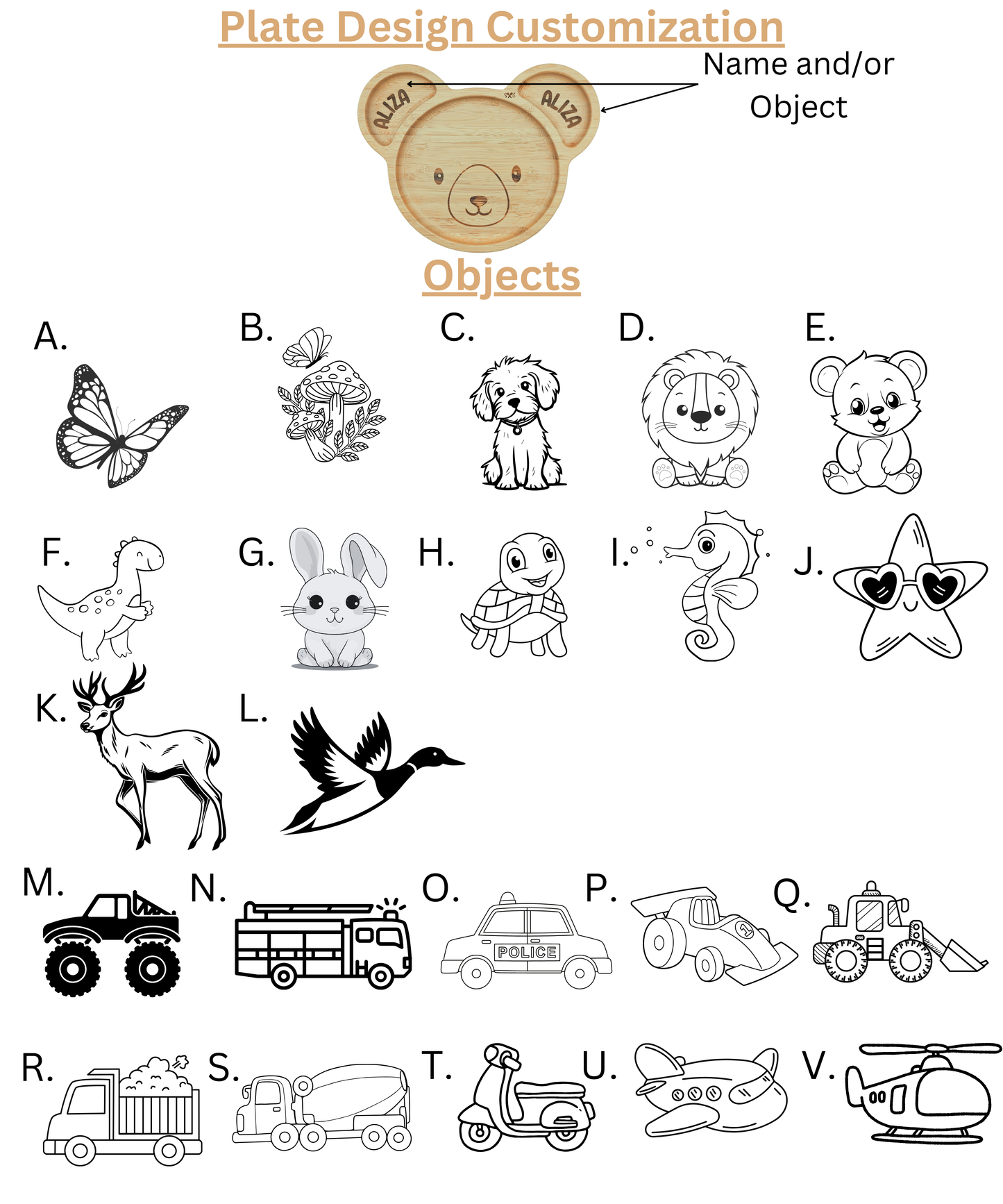 Personalized Bamboo Bear Suction Plate