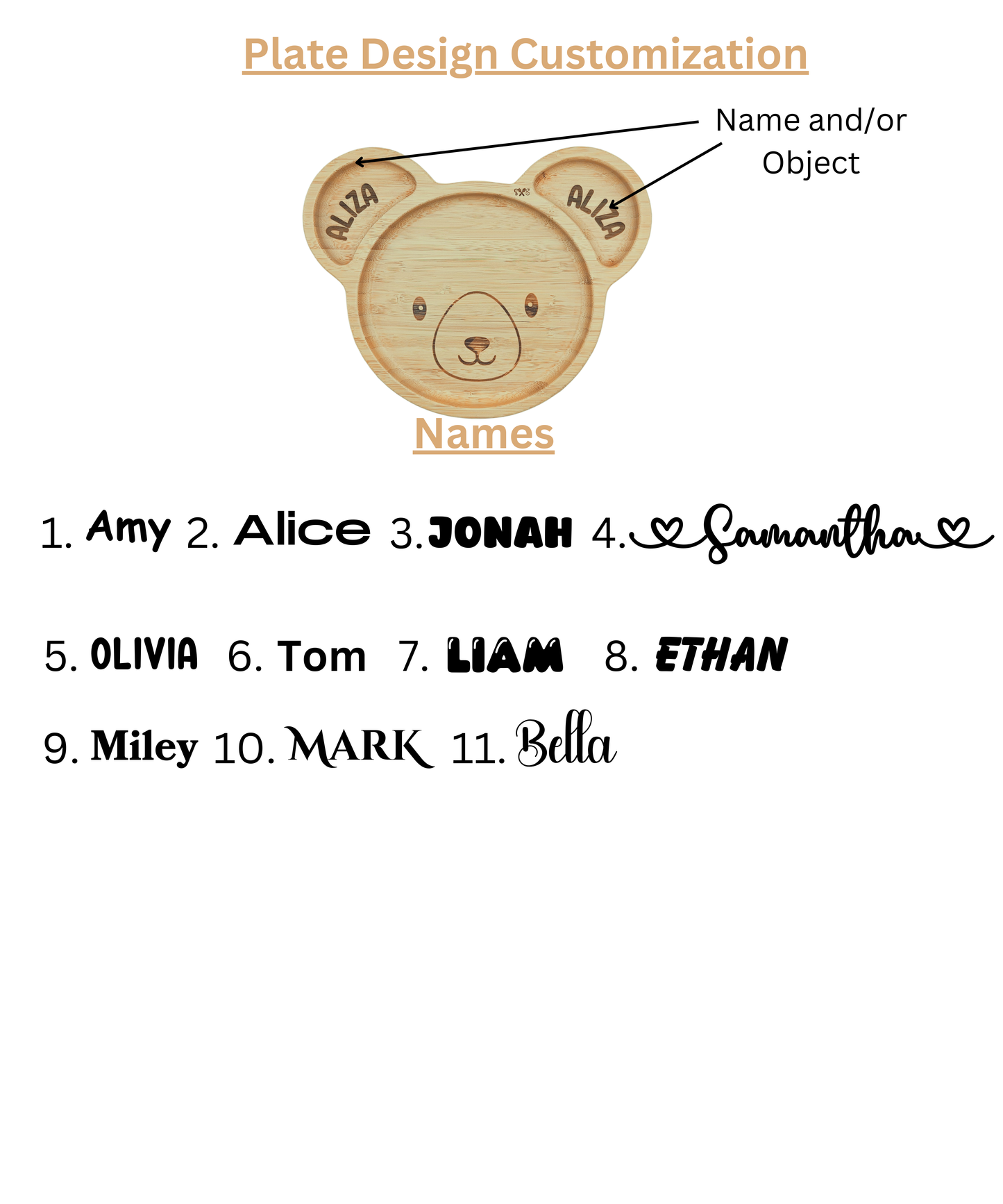 Personalized Bamboo Bear Suction Plate