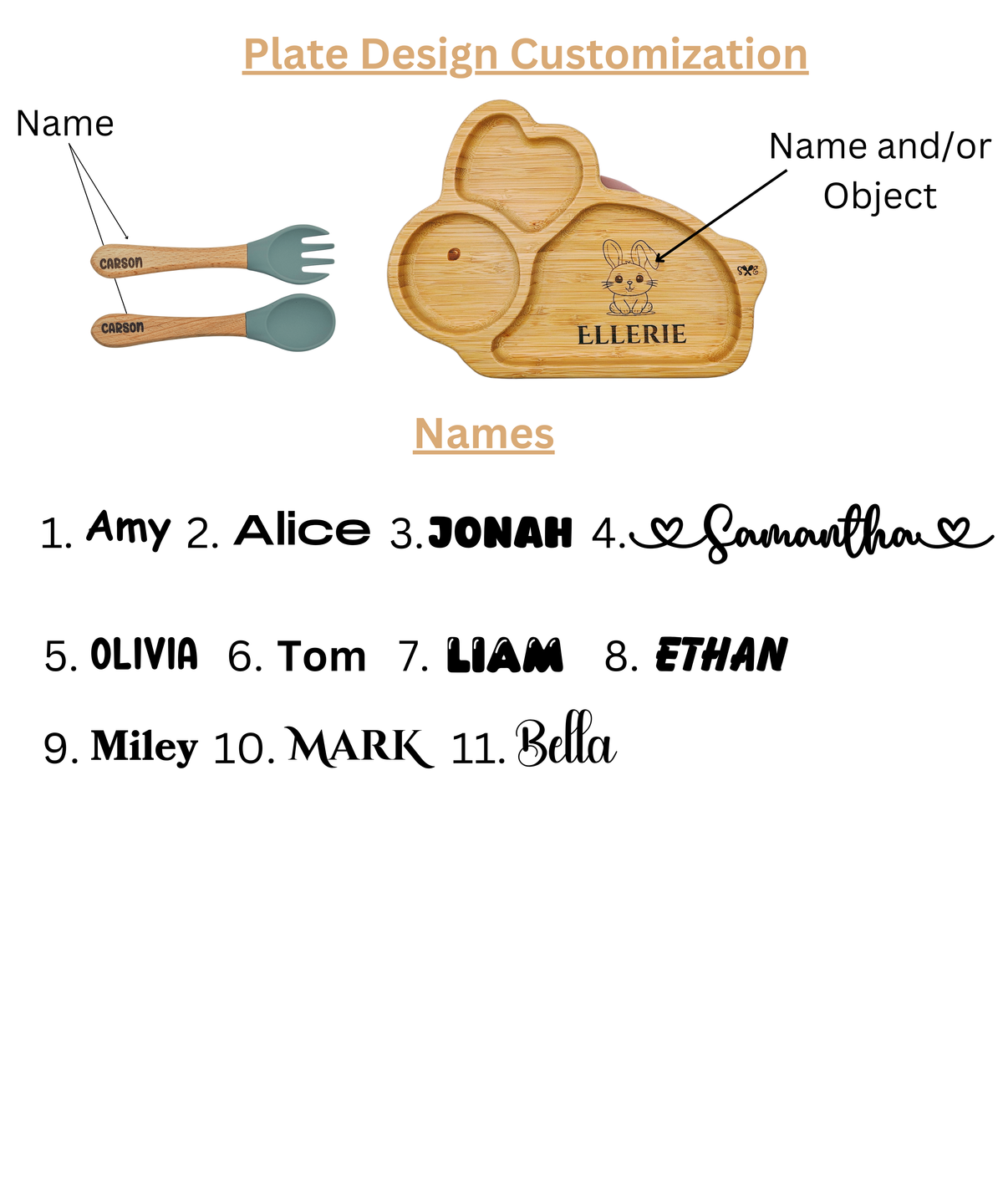 Personalized Bamboo Bunny Plate