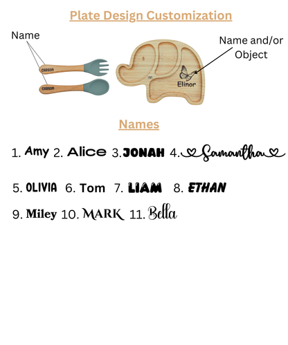 Personalized Bamboo Elephant Plate