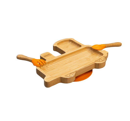 Bamboo Train Plate with Utensils