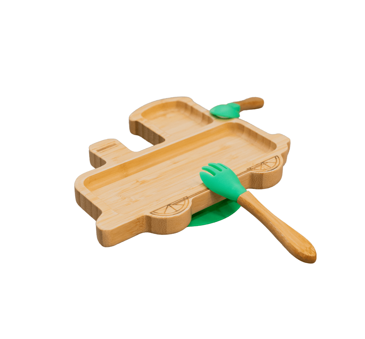 Bamboo Train Plate with Utensils