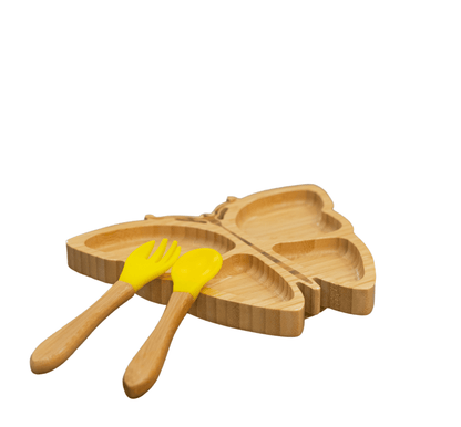 Bamboo Butterfly Plate with Utensils