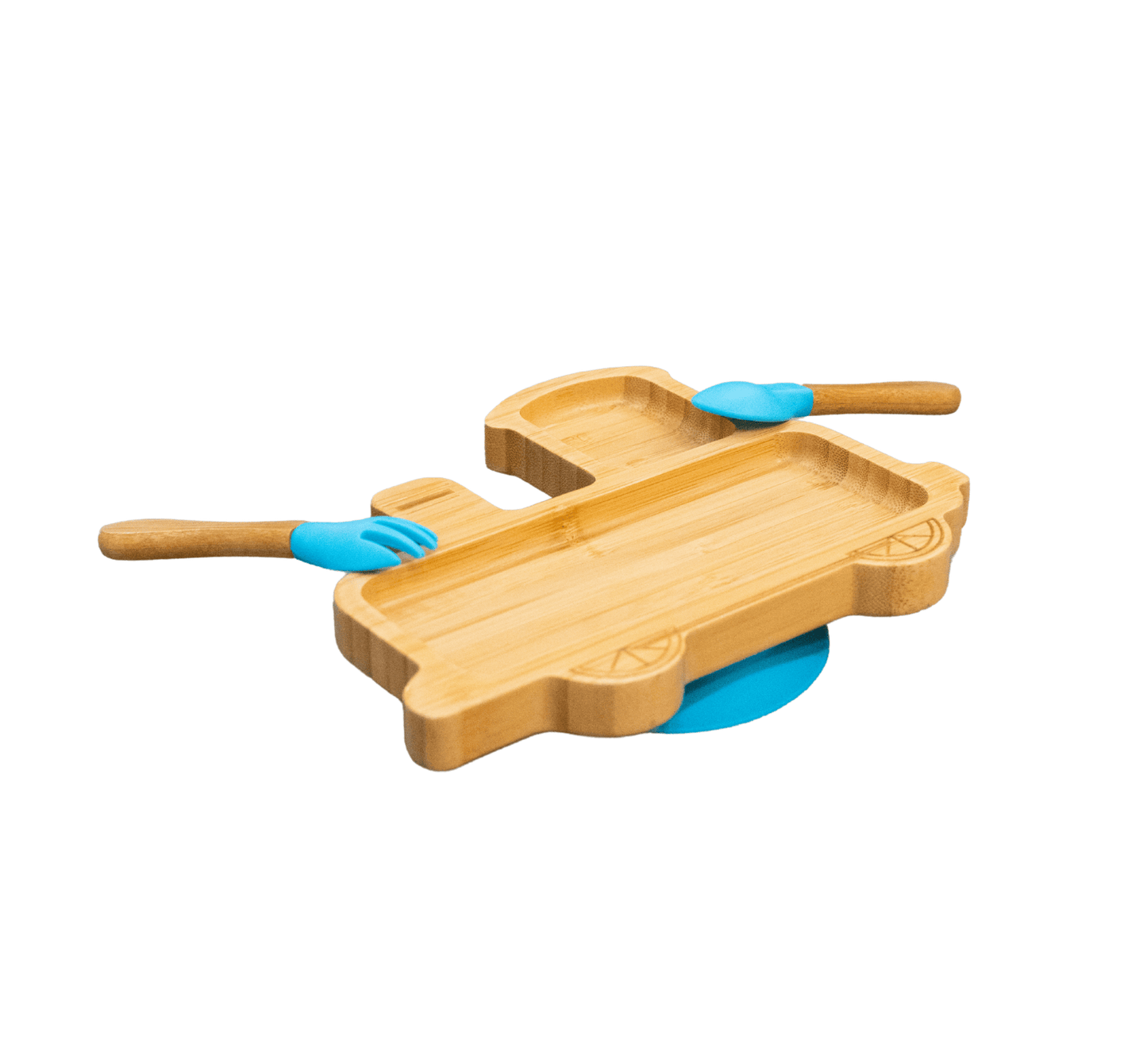 Bamboo Train Plate with Utensils