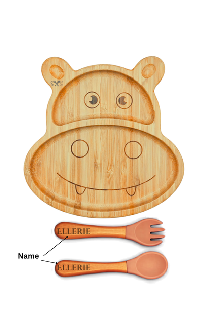 Personalized Bamboo Hippo Plate