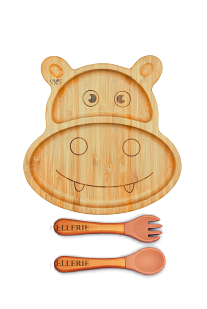 Personalized Bamboo Hippo Plate