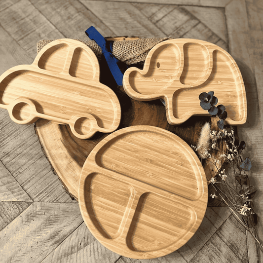 Bamboo 3-Pc Animal Suction Plate Set