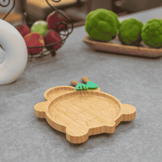 Bamboo Large Animal/Toy Suction Plate with Utensils