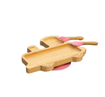 Bamboo Large Animal/Toy Suction Plate with Utensils