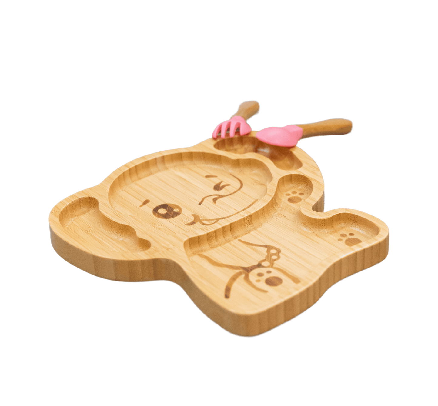 Bamboo Large Animal/Toy Suction Plate with Utensils