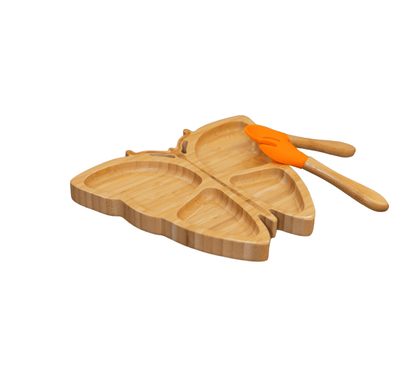 Bamboo Large Animal/Toy Suction Plate with Utensils