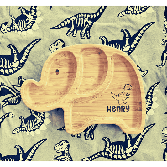 Bamboo Animal Suction Plate - Personalized
