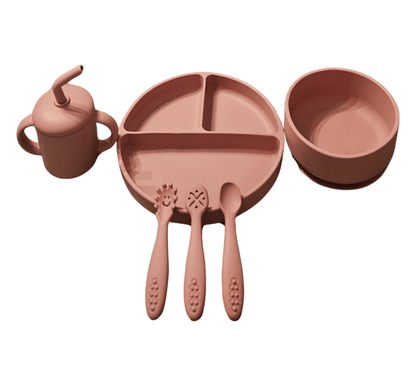 Non-Toxic Silicone 6-pc Feeding Set for Babies and Toddlers