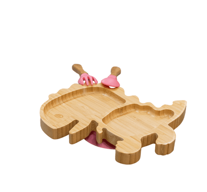 Bamboo Large Animal/Toy Suction Plate with Utensils