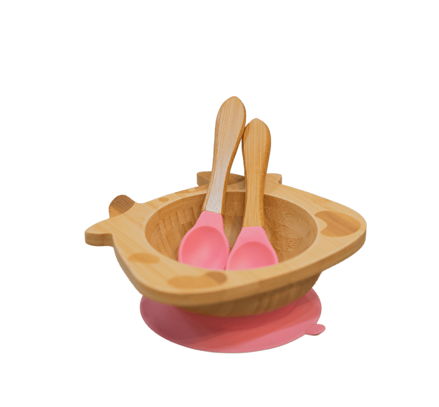 Bamboo Cow Suction Bowl with Utensils