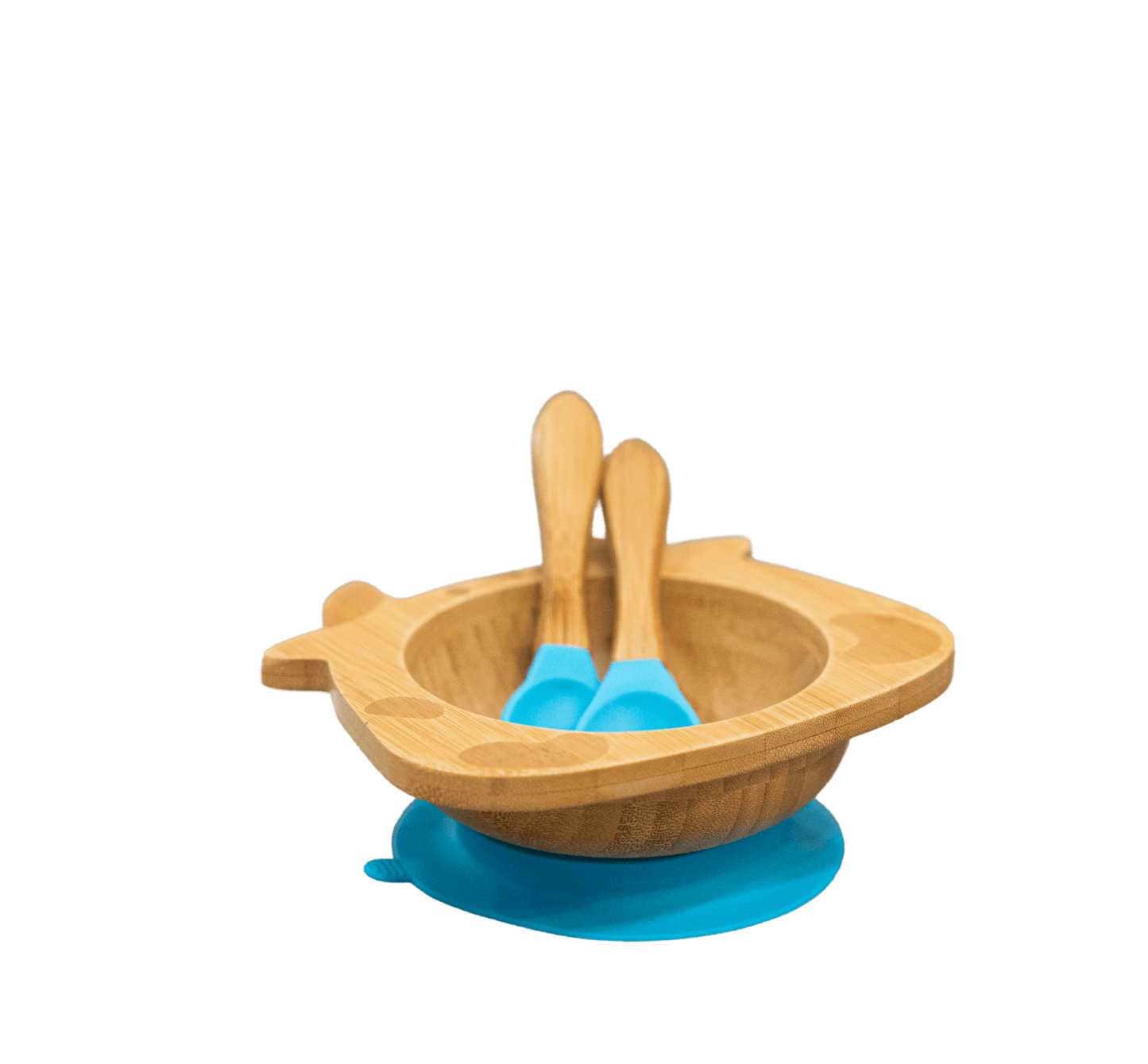 Bamboo Cow Suction Bowl with Utensils