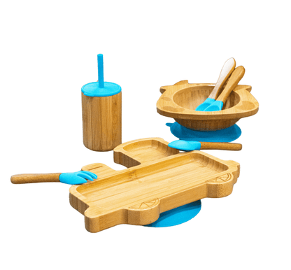 Bamboo 7-Pc Animal Suction Plate-Bowl-Cup-Utensil Set