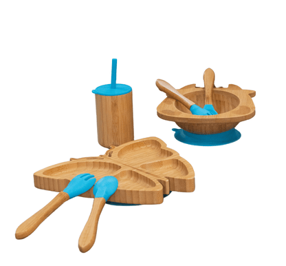 Bamboo 7-Pc Animal Suction Plate-Bowl-Cup-Utensil Set