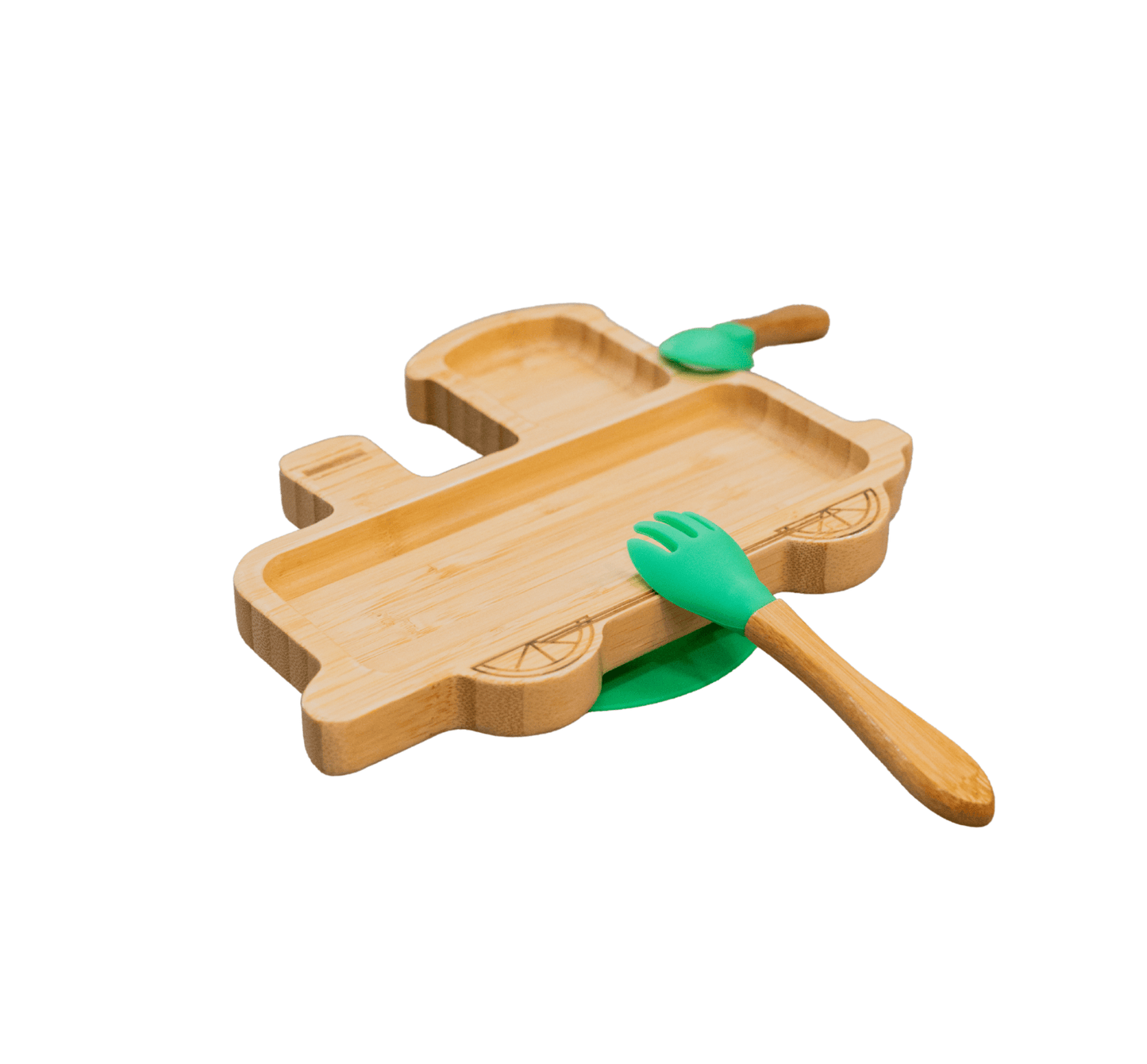 Bamboo Large Animal/Toy Suction Plate with Utensils
