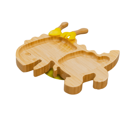 Bamboo Large Animal/Toy Suction Plate with Utensils