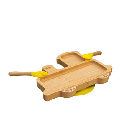 Bamboo Large Animal/Toy Suction Plate with Utensils