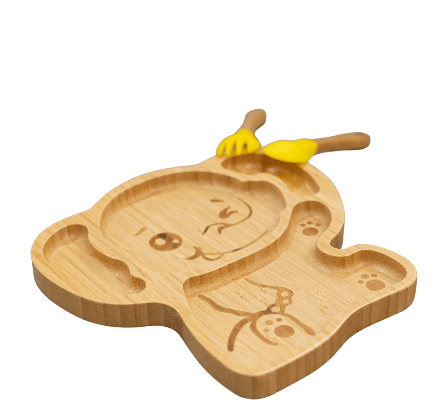 Bamboo Large Animal/Toy Suction Plate with Utensils