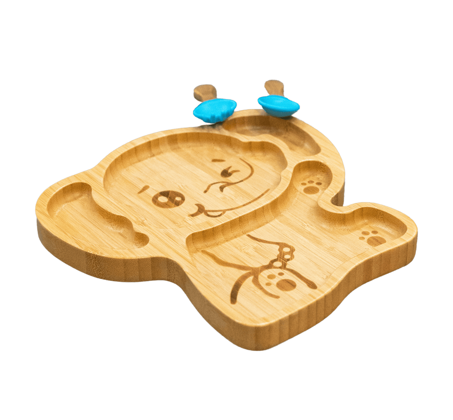 Bamboo Large Animal/Toy Suction Plate with Utensils