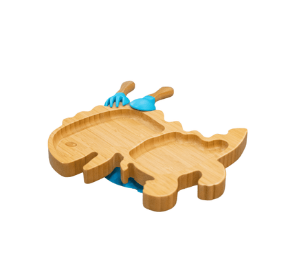Bamboo Large Animal/Toy Suction Plate with Utensils