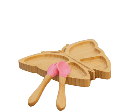 Bamboo Large Animal/Toy Suction Plate with Utensils