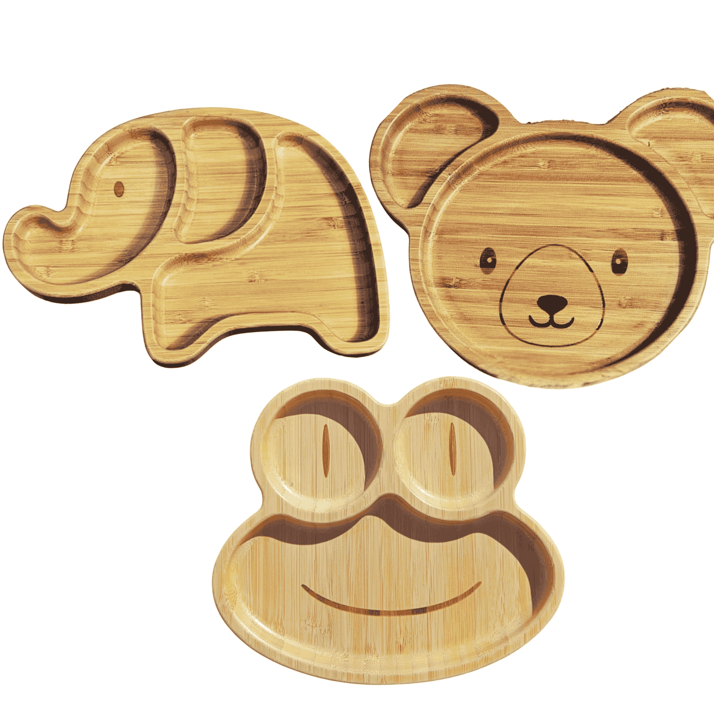Bamboo 3-Pc Animal Suction Plate Set
