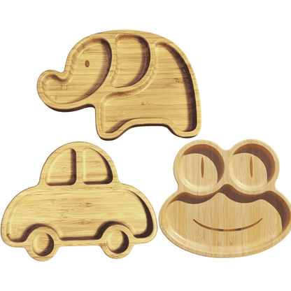 Bamboo 3-Pc Animal Suction Plate Set
