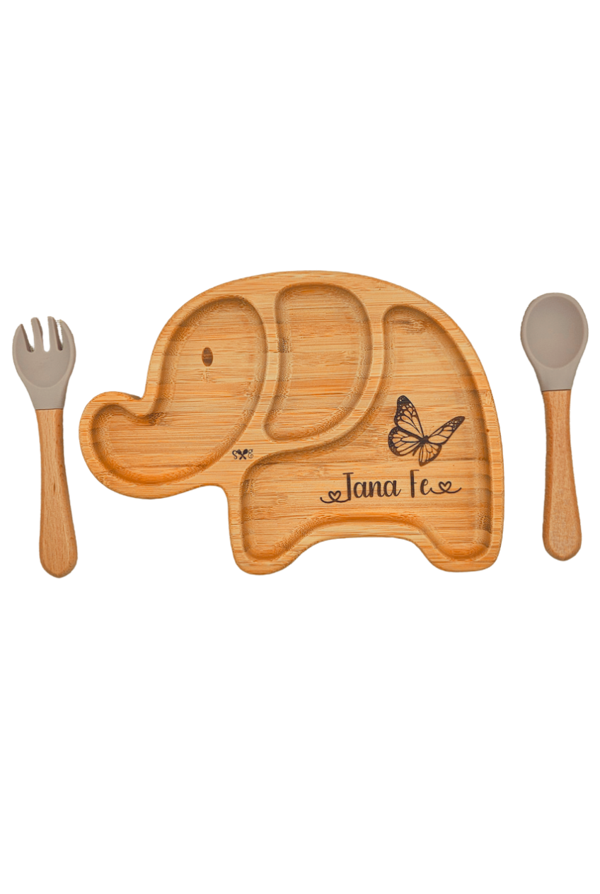 Personalized Bamboo Elephant Plate