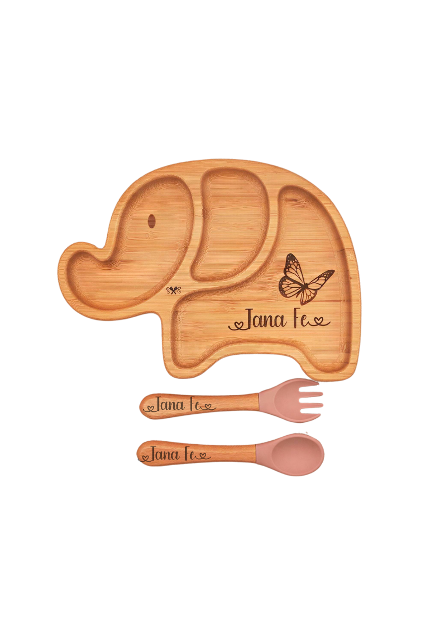 Personalized Bamboo Elephant Plate