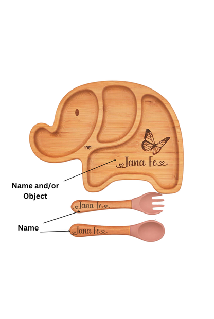 Personalized Bamboo Elephant Plate