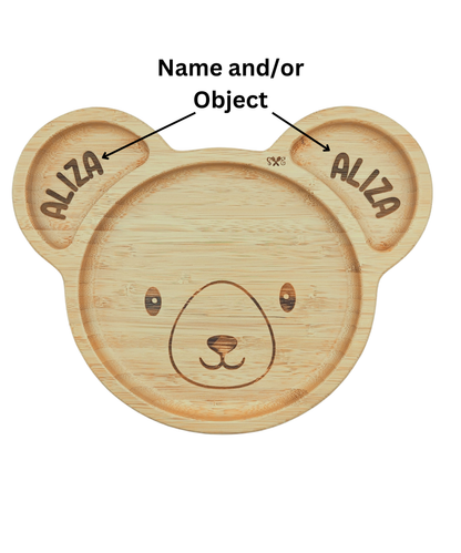 Personalized Bamboo Bear Suction Plate