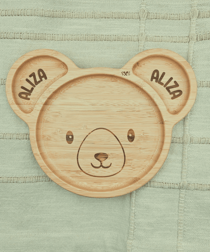 Personalized Bamboo Bear Suction Plate