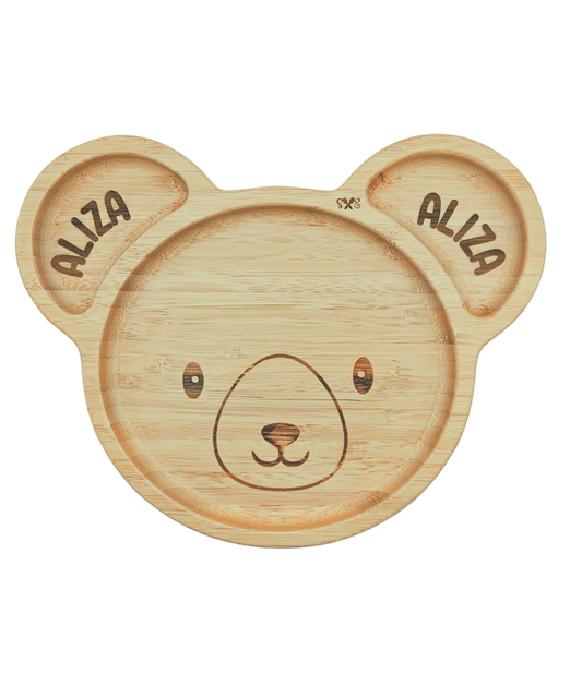 Personalized Baby Bamboo Bear Plate